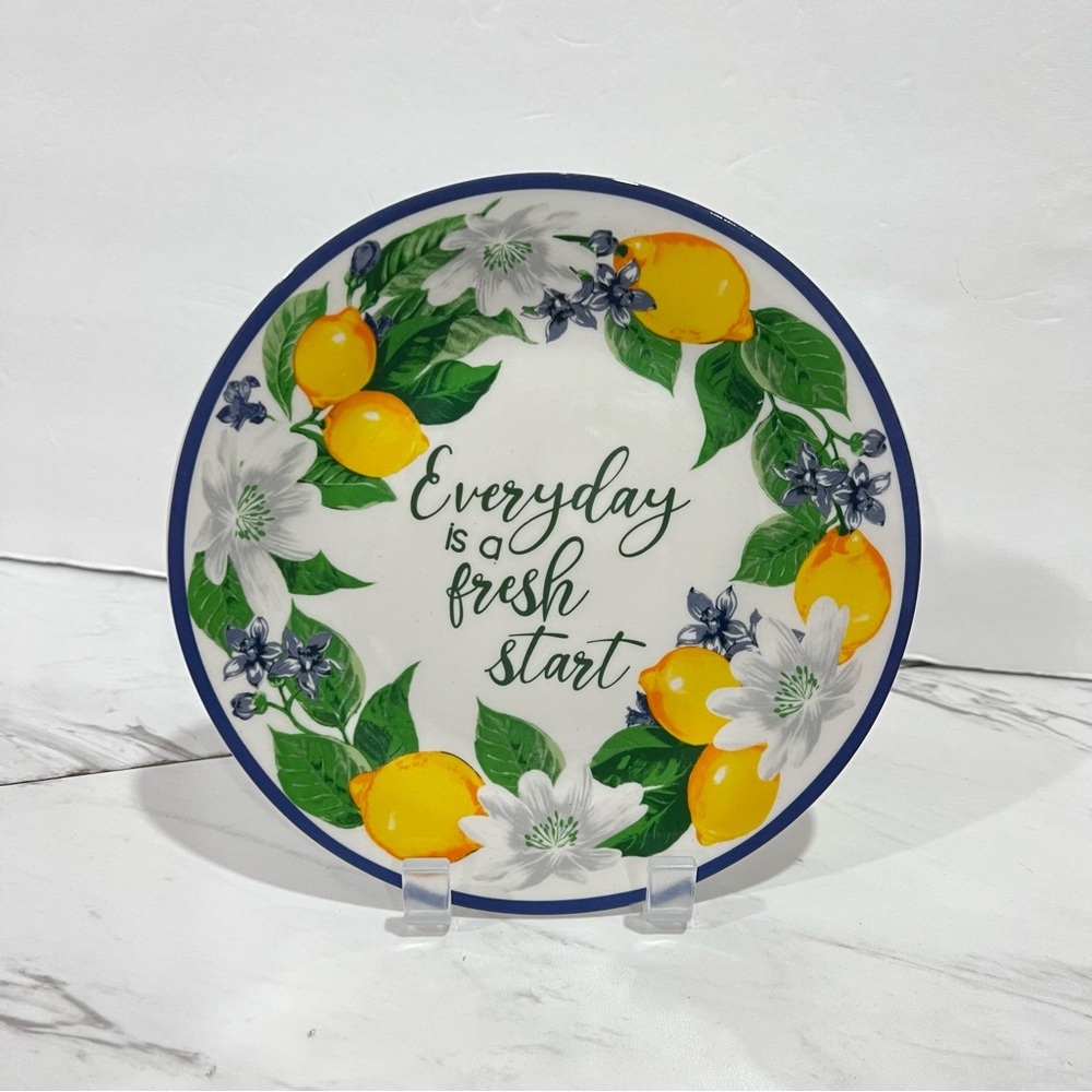 Royal Norfolk Lemon Floral Salad Plates Ceramic 7.5" Everyday is a Fresh Start